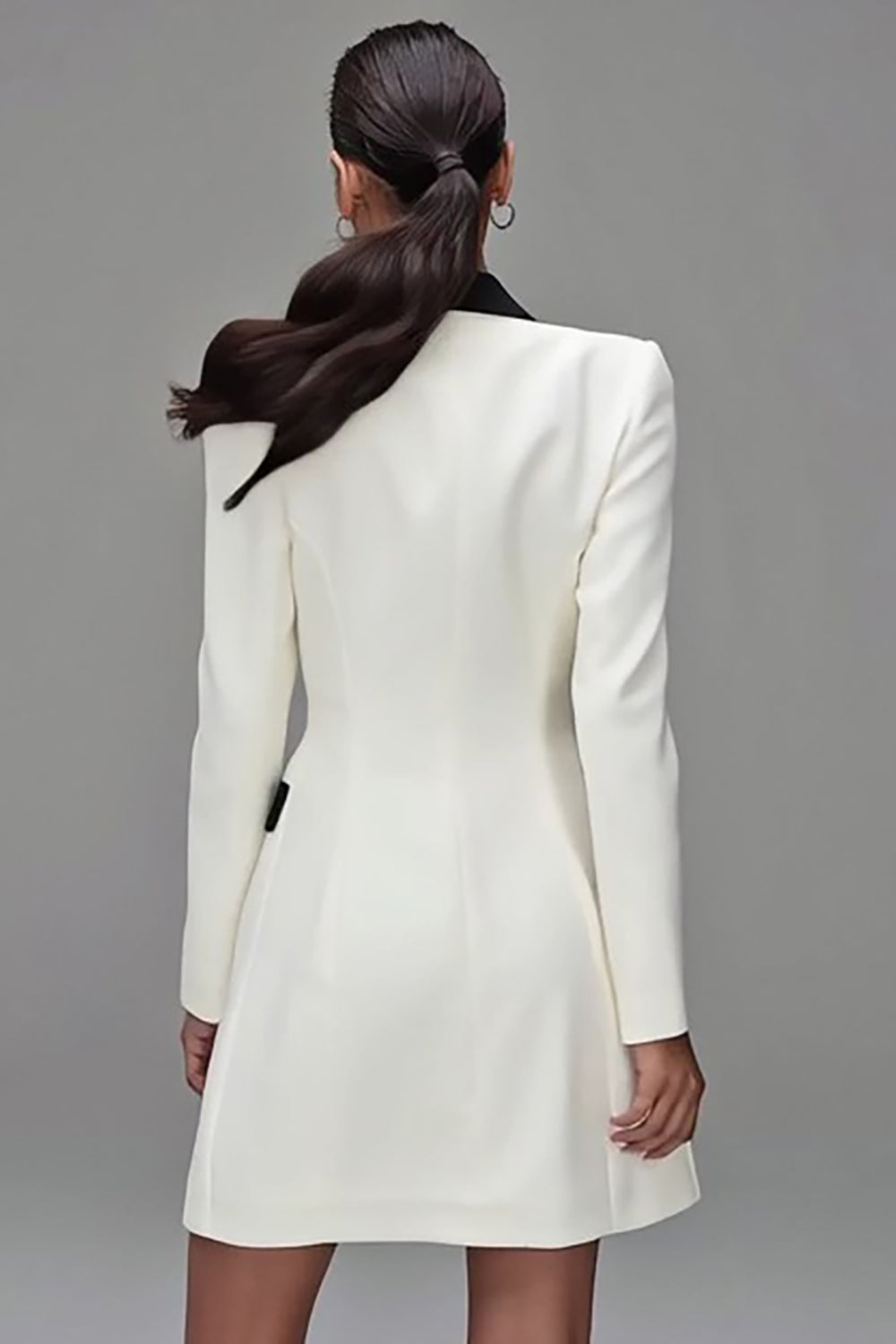 Ivory Shawl Lapel Double Breasted Women's Blazer