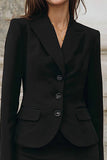 Black 2 Piece Peak Lapel Pencil Midi Work Dress