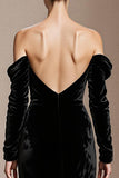 Black Off the Shoulder Velvet Mermaid Long Formal Dress