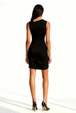 Tight Ruched Asymmetrical Neck Little Black Dress