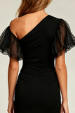 Bodycon Ruffled High Low Little Black Dress