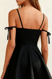 A Line Cold Shoulder Little Black Dress with Bow