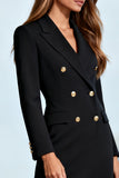 Black Pencil Midi Peak Lapel Work Dress