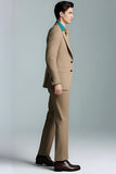 Khaki Peak Lapel 2 Piece Slim Fit Men's Suits