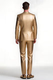 Golden Single Breasted Peak Lapel Men's Prom Suits