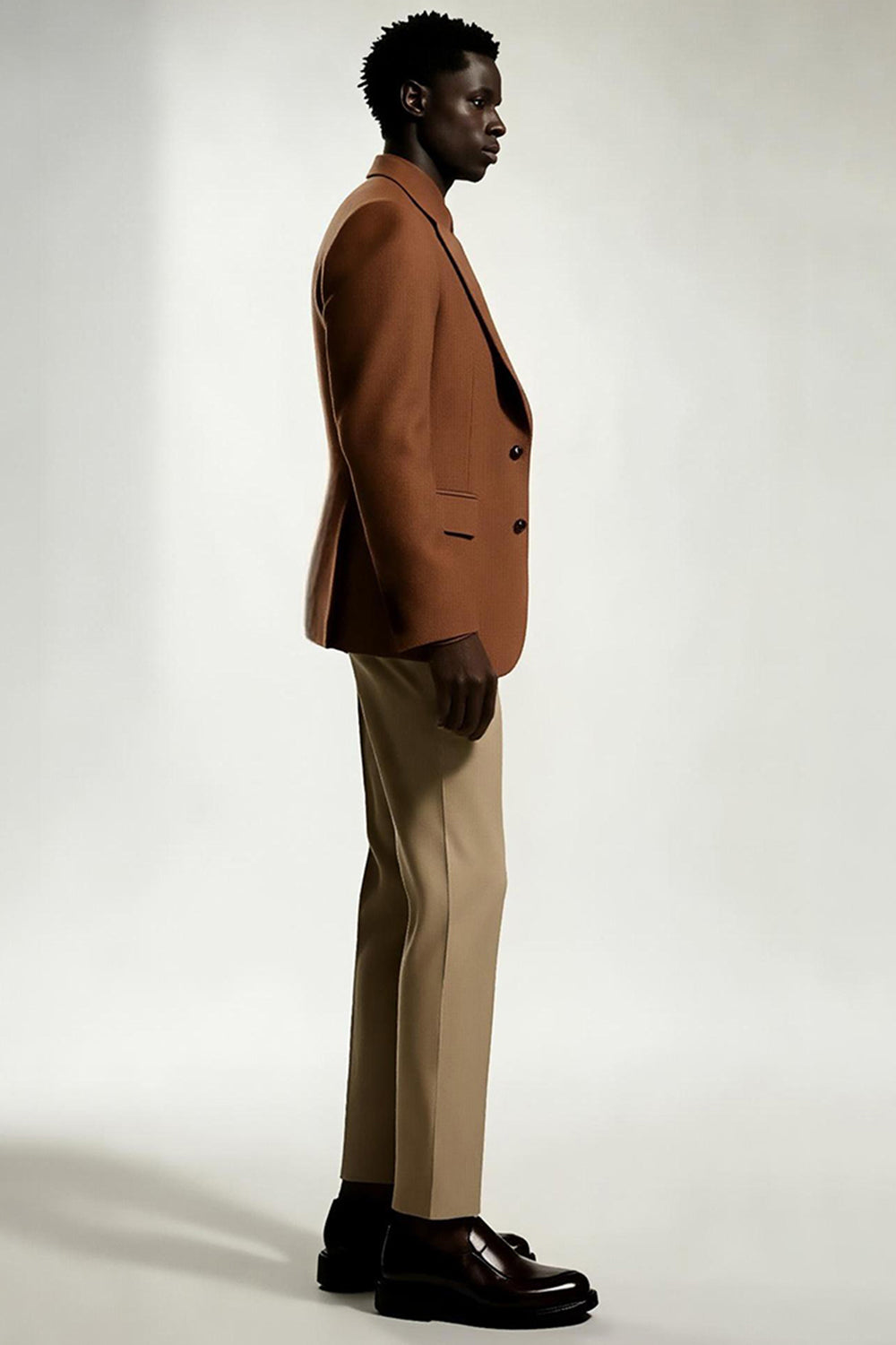Dark Khaki Notched Lapel Singel Breasted Men's Suits