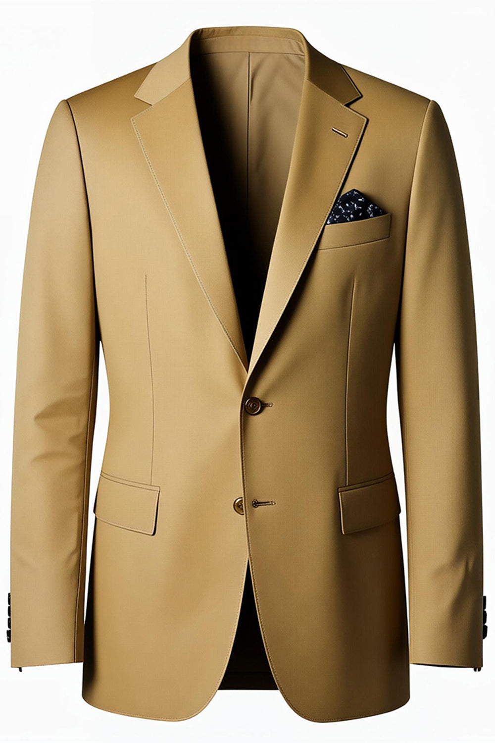 Khaki Notched Lapel Single Breasted Men's Formal Blazer