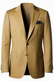 Khaki Notched Lapel Single Breasted Men's Formal Blazer