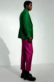 Dark Green Peak Lapel Single Breasted Men's Formal Blazer