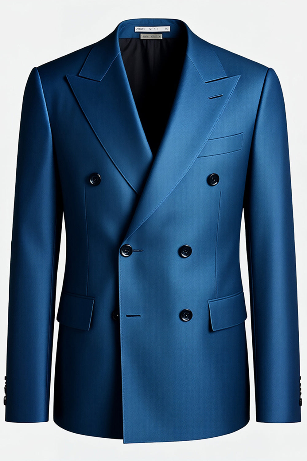 Dark Blue Peak Lapel Double Breasted Men Blazer