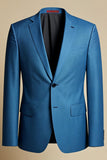 Blue Grey Notched Lapel Single Breasted Men Blazer
