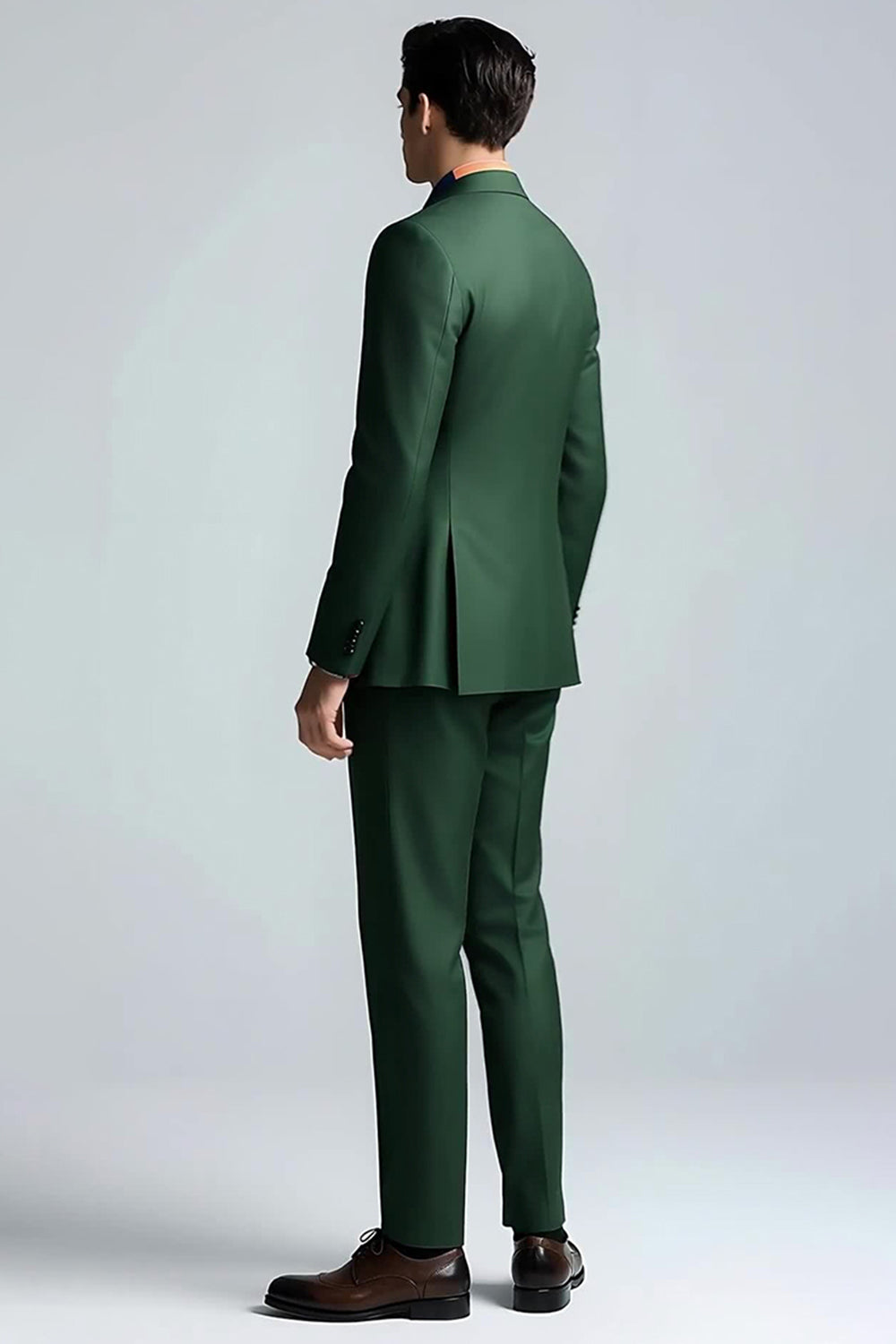 Dark Green Peak Lapel 2 Piece Slim Fit Prom Suits