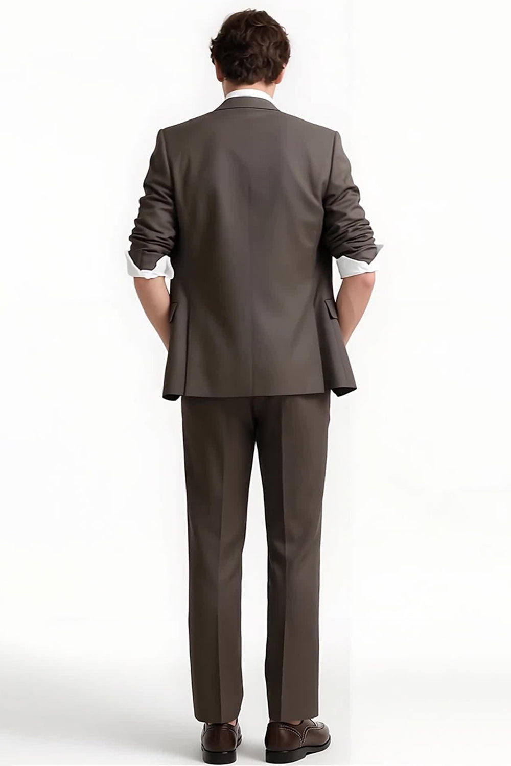 Grey Coffee 2 Piece Notched Lapel Men's Formal Suits