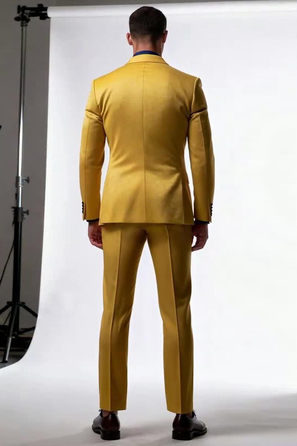 Peak Lapel 2 Piece Single Breasted Yellow Men Formal Suits