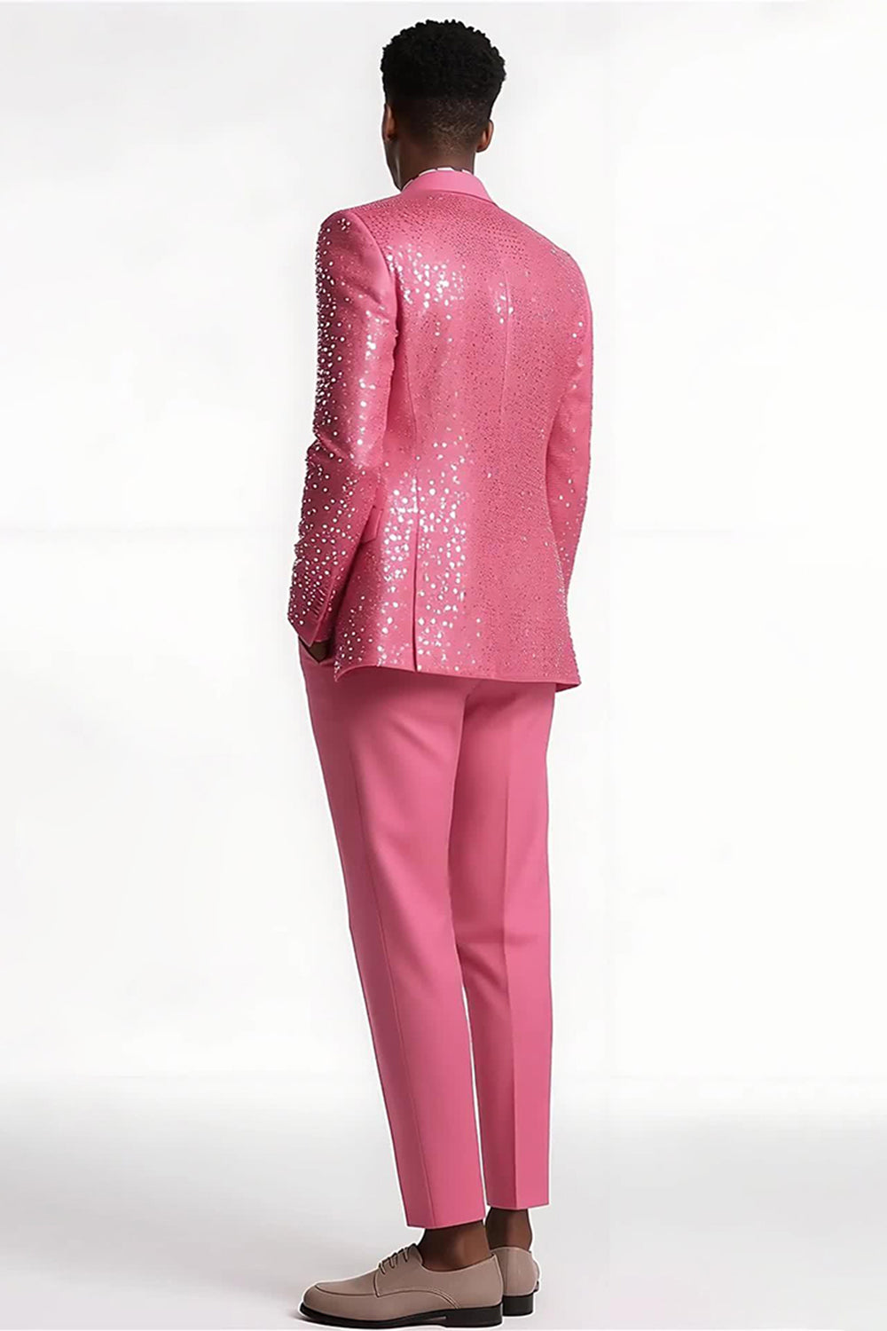 2 Piece Blush Slim Fit Peak Lapel Men's Prom Suits with Sequins