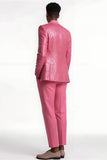 2 Piece Blush Slim Fit Peak Lapel Men's Prom Suits with Sequins