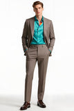 Light Coffee 2 Piece Peak Lapel Men's Business Suits