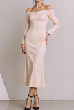 Off The Shoulder Black Sheath Formal Dress