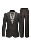 3 Piece Notched Lapel One Button Coffee Men's Suits