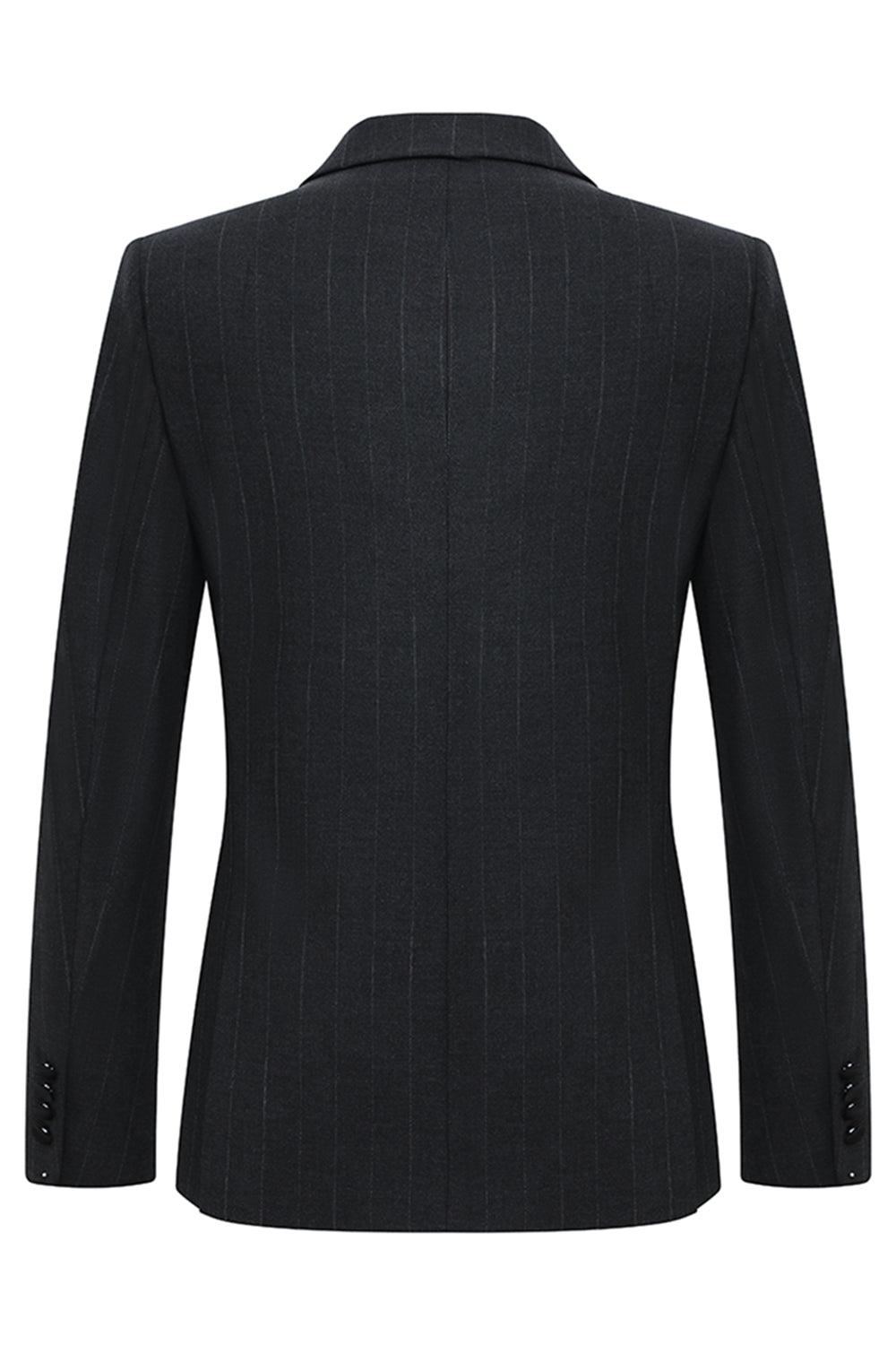 Dark Grey 2 Piece Peak Lapel Double Breasted Striped Men's Suits