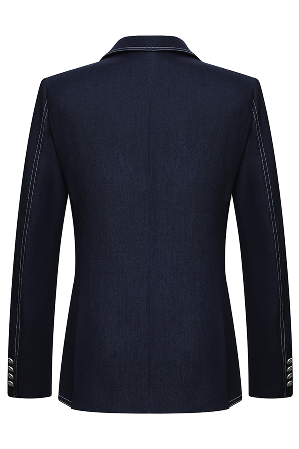 Dark Blue Double Breasted Peak Lapel Tailored 2 Piece Men's Suits
