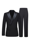 Slim Fit Peak Lapel 2 Piece Men's Black Suits