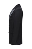 Slim Fit Peak Lapel 2 Piece Men's Black Suits