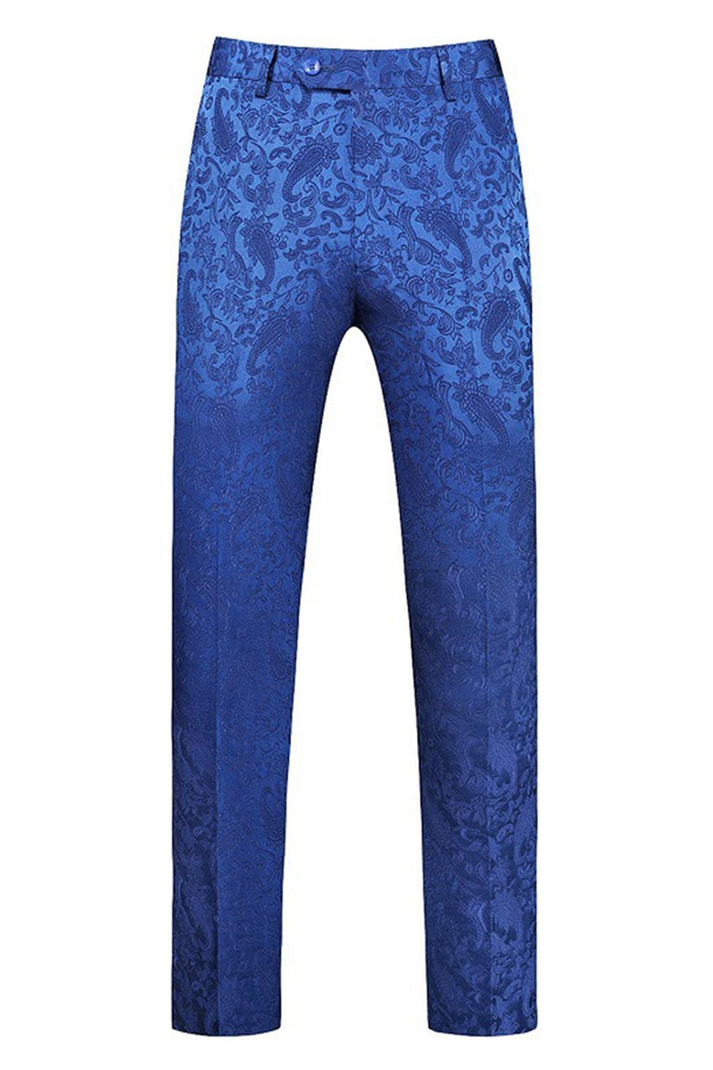 Peak Lapel Jacquard 2 Piece Blue Double Breasted Men's Suits
