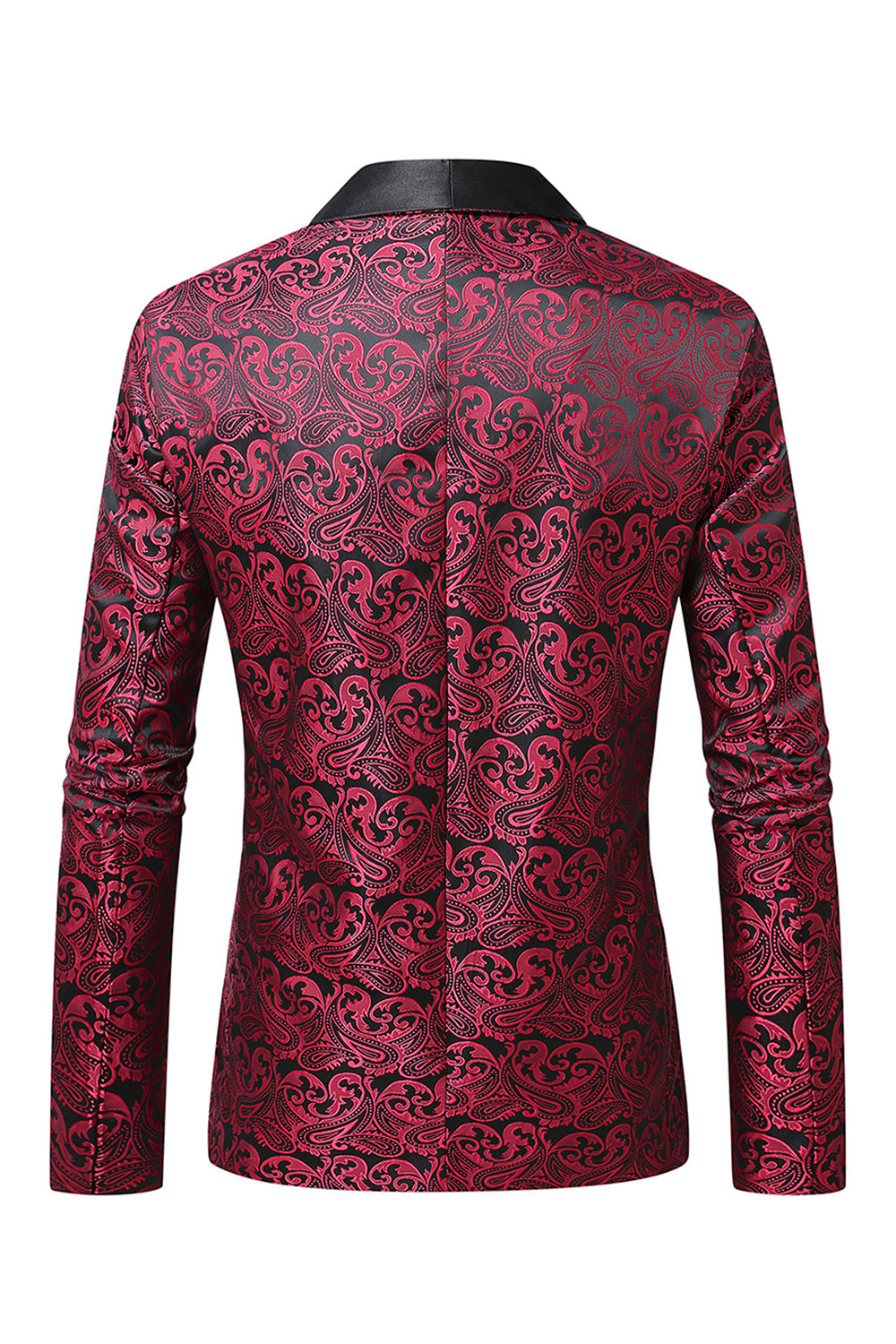Dark Red Jacquard Shawl Lapel Men's Prom Blazer