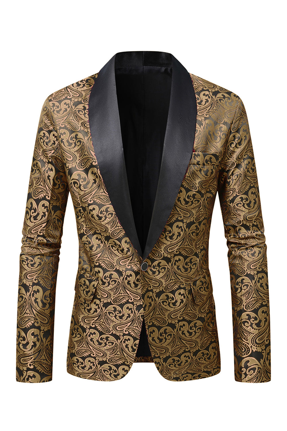 Dark Red Jacquard Shawl Lapel Men's Prom Blazer