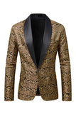 Dark Red Jacquard Shawl Lapel Men's Prom Blazer