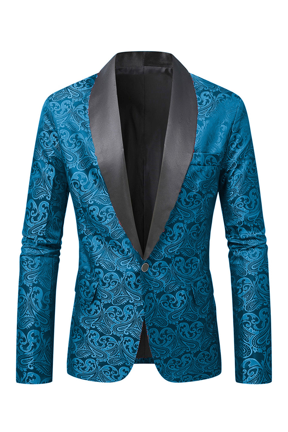 Dark Red Jacquard Shawl Lapel Men's Prom Blazer
