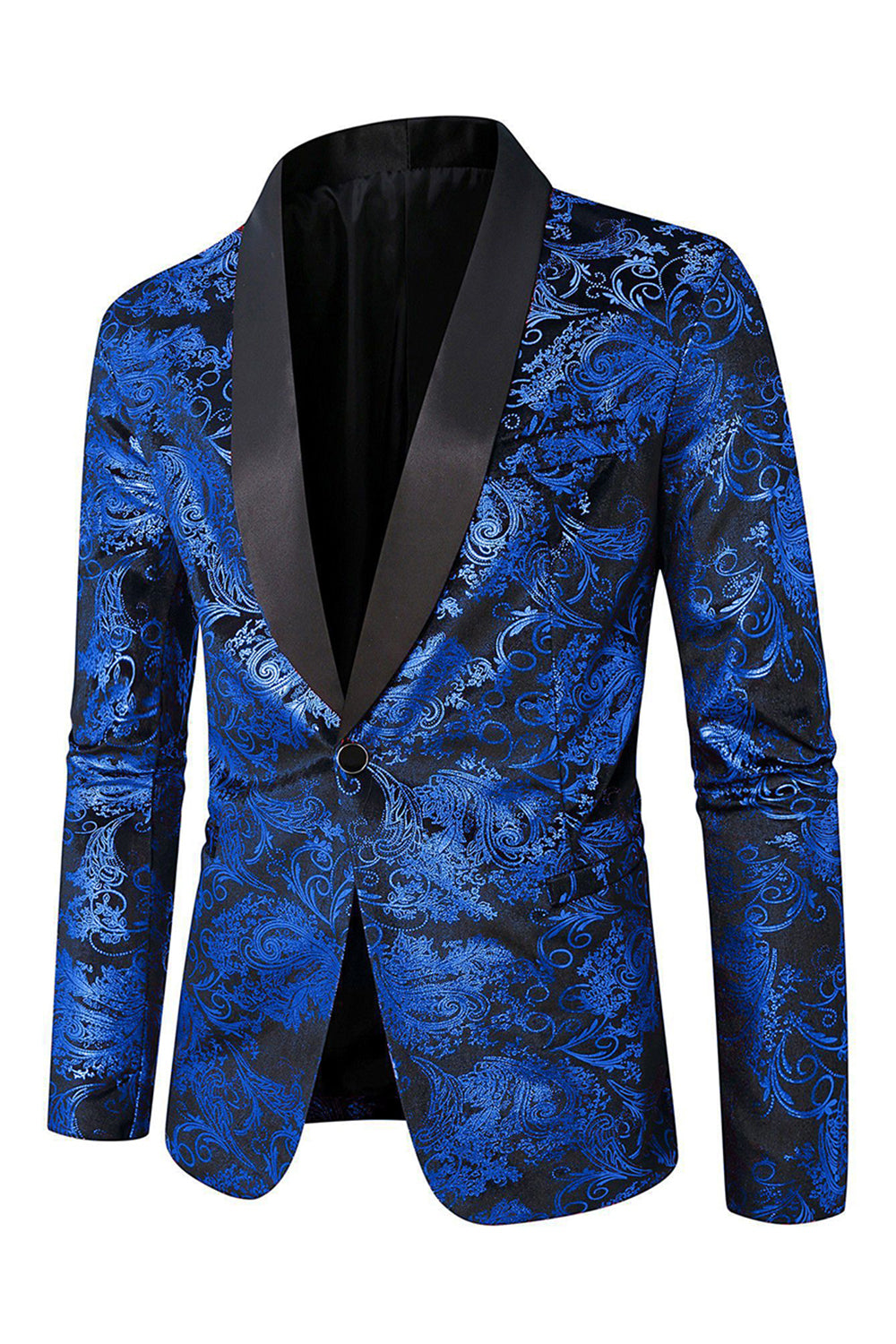 Green Shawl Lapel One Button Jacquard Men's Prom Blazer