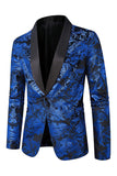 Green Shawl Lapel One Button Jacquard Men's Prom Blazer