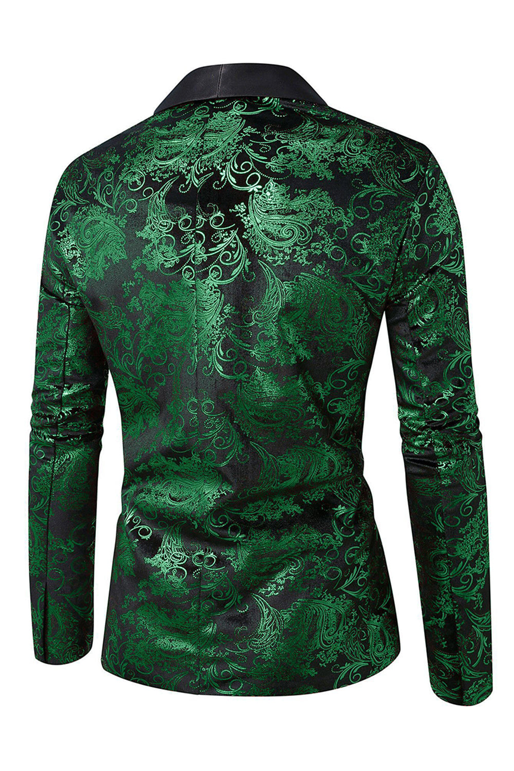 Green Shawl Lapel One Button Jacquard Men's Prom Blazer