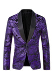 Green Shawl Lapel One Button Jacquard Men's Prom Blazer