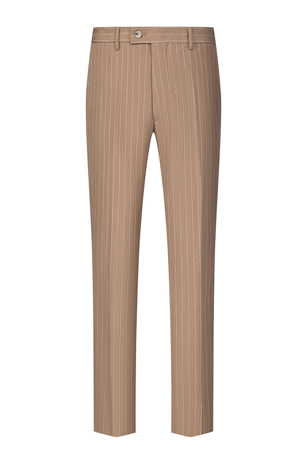 Beige Striped 3 Piece Notched Lapel Men's Suits