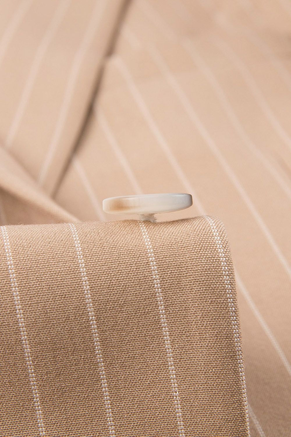 Beige Striped 3 Piece Notched Lapel Men's Suits