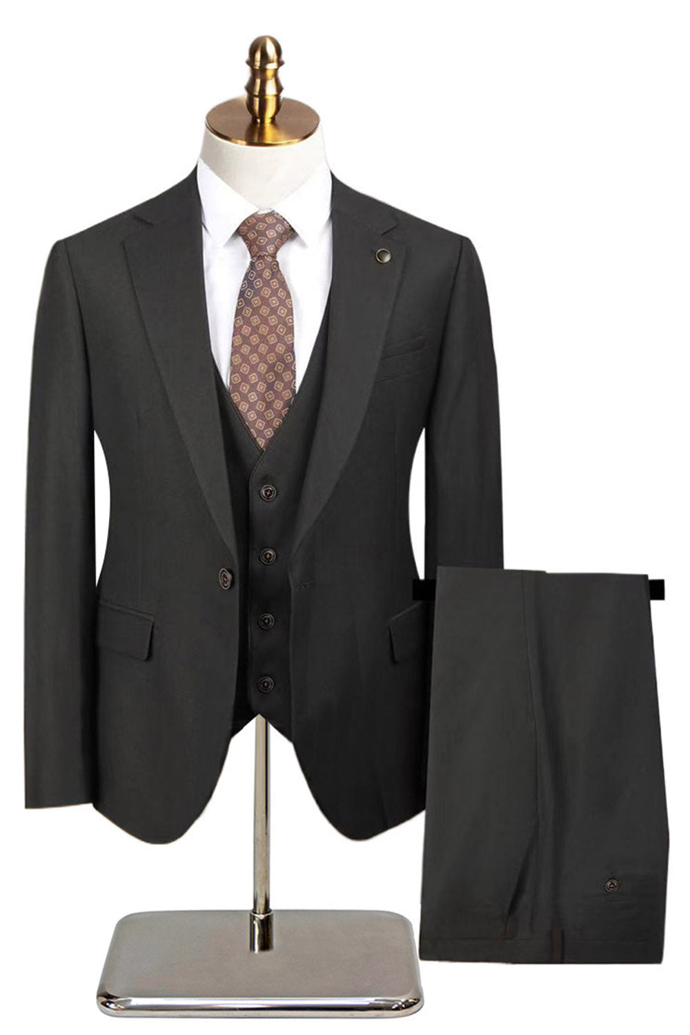 3 Piece Notched Lapel One Button Men's Navy Suits
