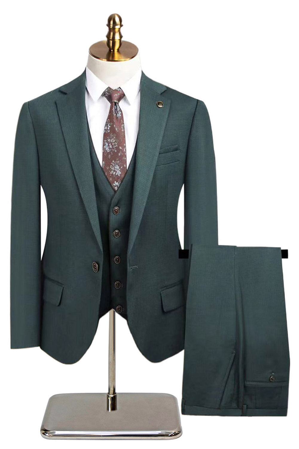 3 Piece Notched Lapel One Button Men's Navy Suits