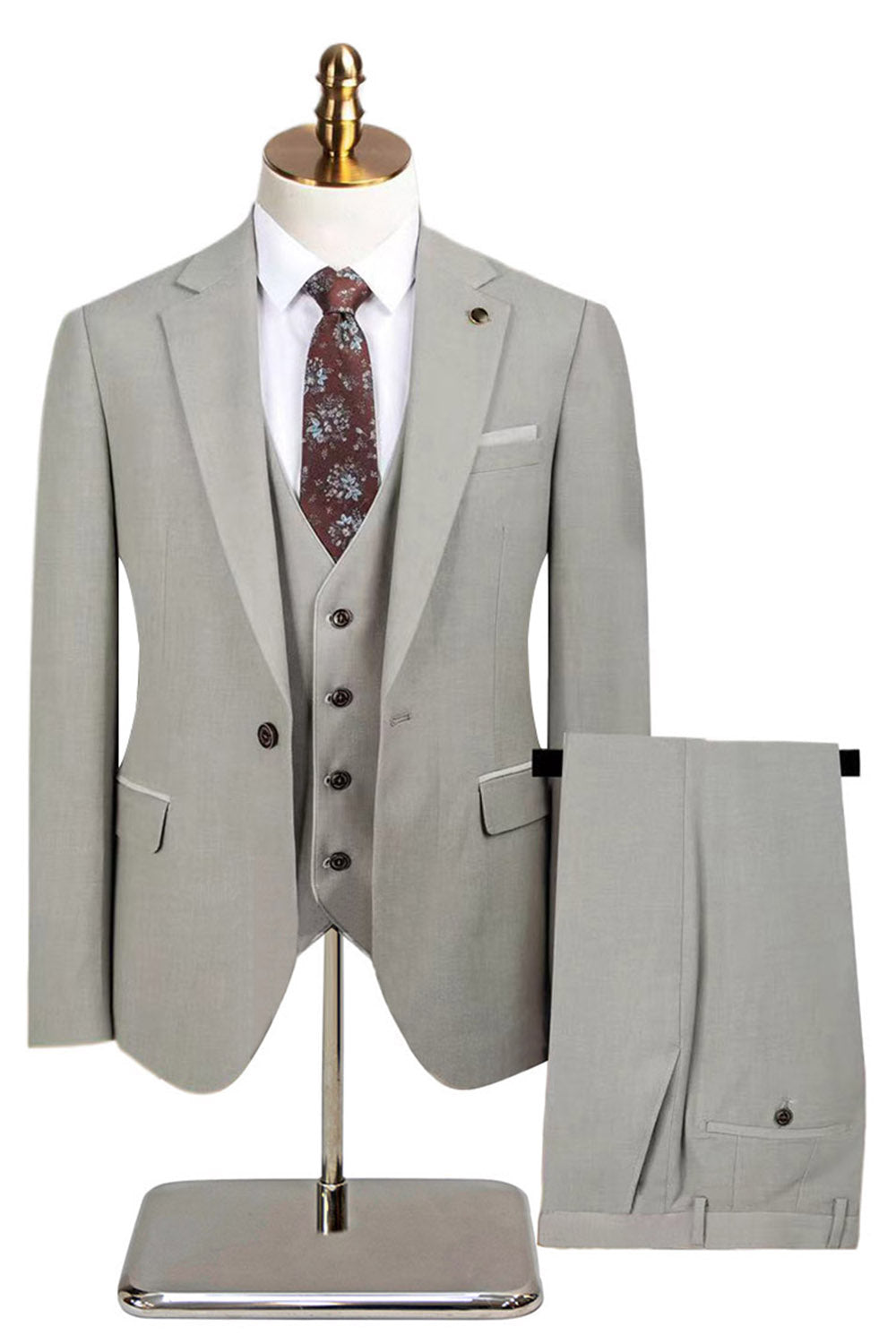 3 Piece Notched Lapel One Button Men's Navy Suits