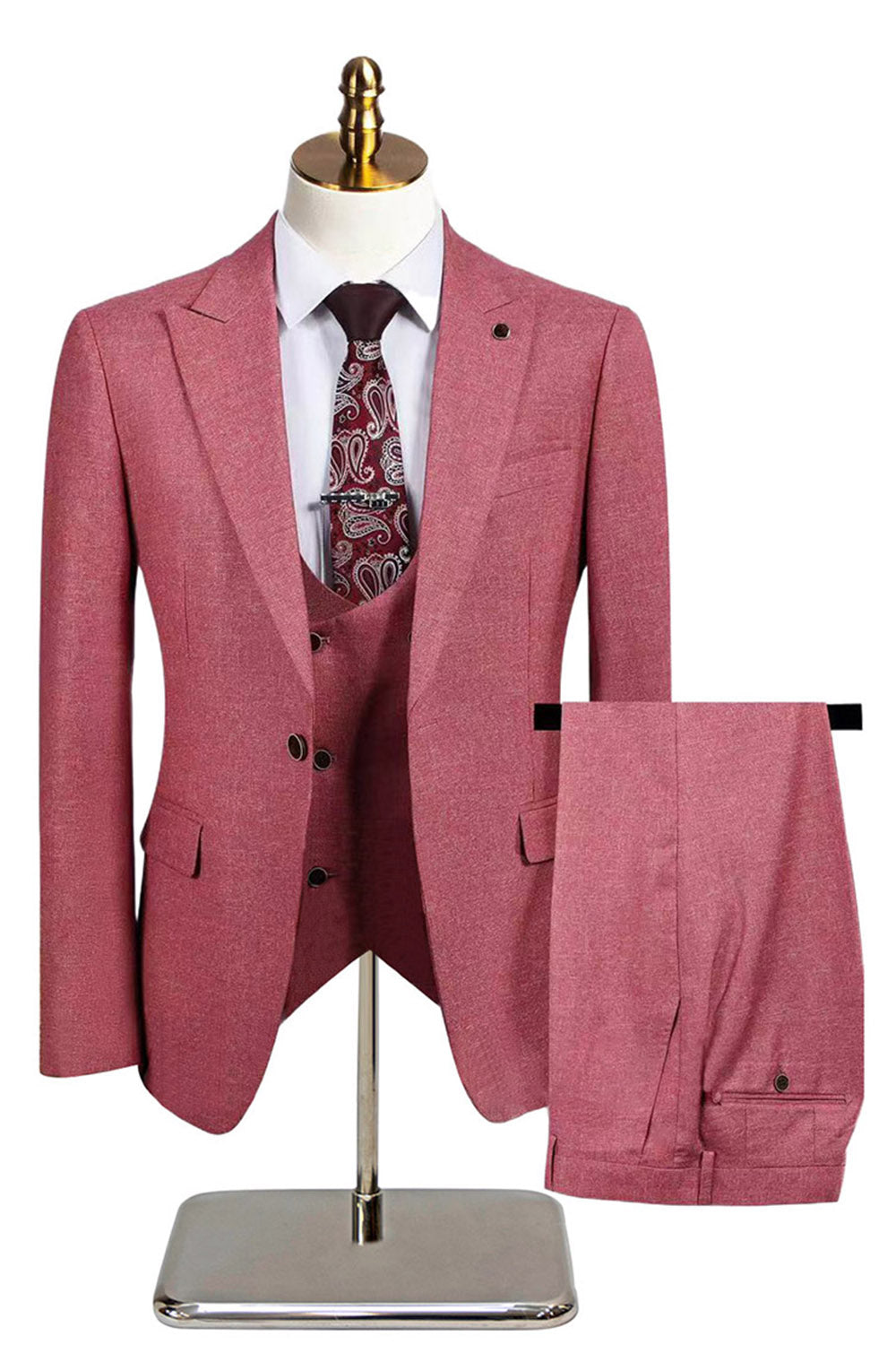 Dark Grey 3 Piece Peak Lapel Slim Fit Men's Wedding Suits