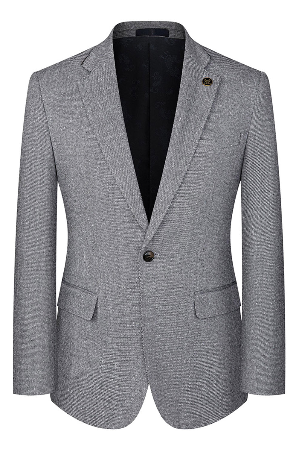 3 Piece Slim Fit Notched Lapel Men's Grey Suits