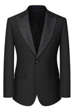 Slim Fit 3 Piece Peak Lapel Men's Black Suits