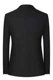 Slim Fit 3 Piece Peak Lapel Men's Black Suits