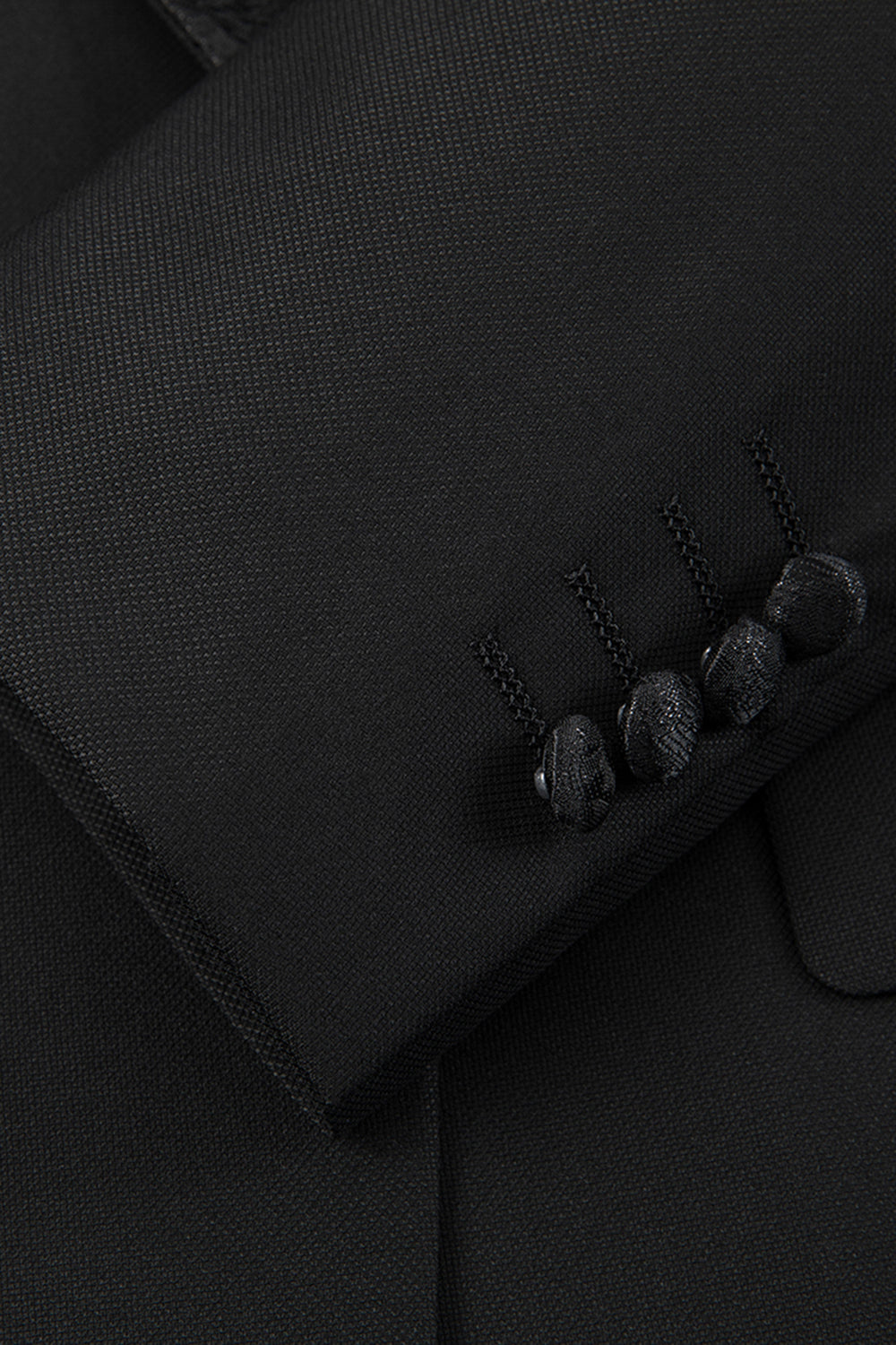 Slim Fit 3 Piece Peak Lapel Men's Black Suits