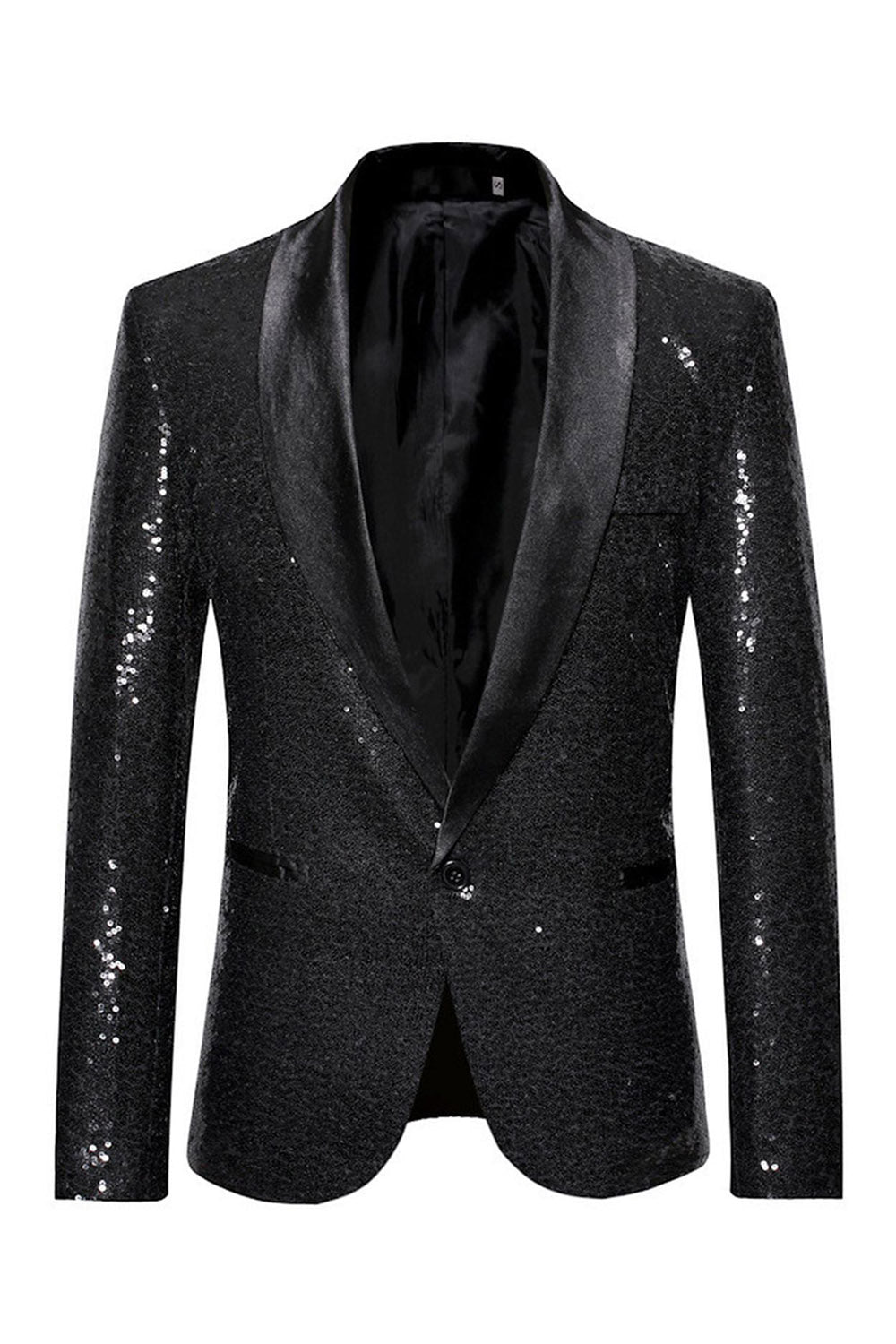 Sparkly Blue Shawl Lapel One Button Men's Prom Blazer