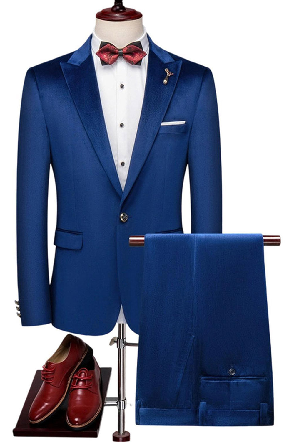 Blue Peak Lapel 2 Piece Slim Fit Prom Suits