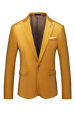 Yellow Peak Lapel One Button Prom Blazer