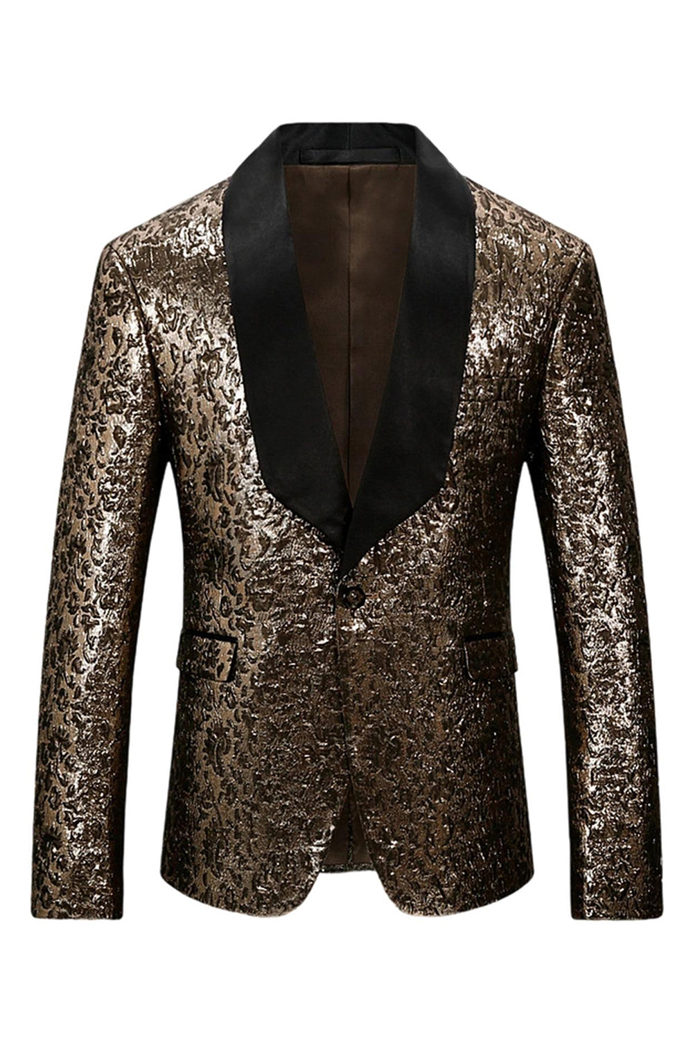 Sparkly Golden Shawl Lapel Men's Prom Blazer
